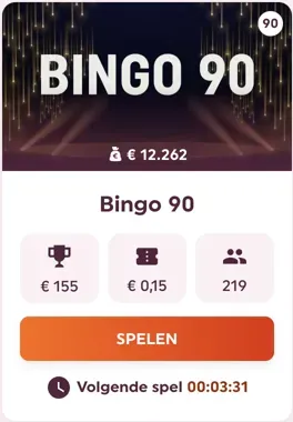 Bingo 90 bij Winnitt Casino